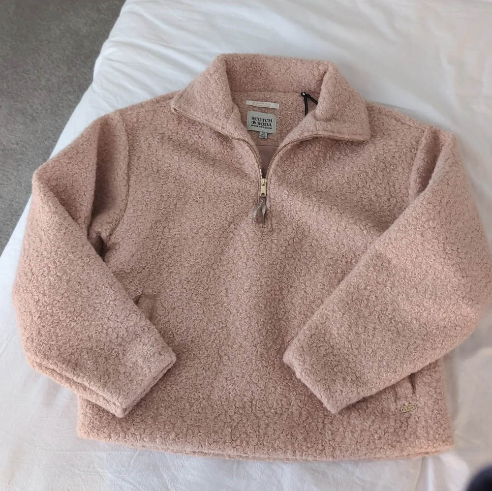 NWT Scotch & Soda Soft Pink Fleece Jacket/Sweater Pullover - Picture 2 of 7